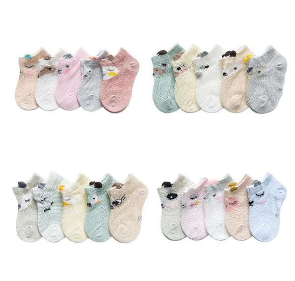 Детские носки для новорожденных, 5 пар, летние сетчатые тонкие детские носки для девочек, хлопковые детские повседневные носки для мальчиков и девочек с героями мультфильмов 800 Y21266067