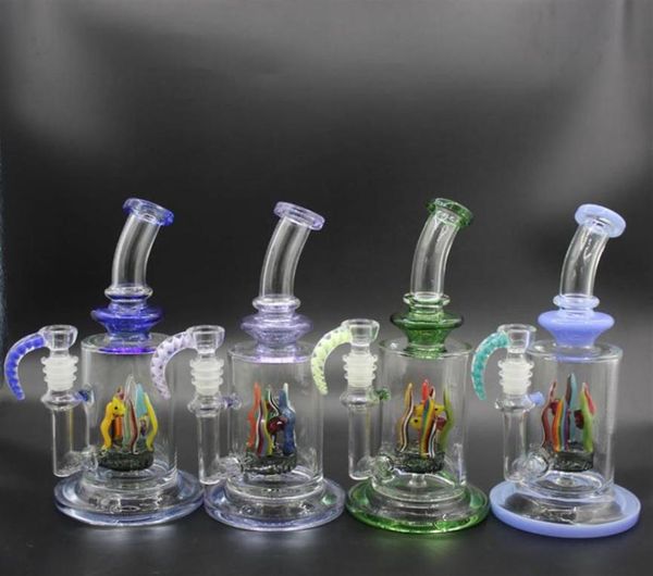 neue 4 Stile Bohrinsel Sea World Series Glas Wasserpfeifen Bongs Bubbler Bohrinsel Shisha neues Becherglas Fisch Wasserpflanze einzigartig259J9989533