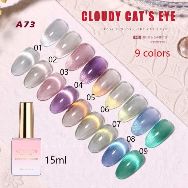 Vendeeni 9 cores esmalte em gel 9D Jade olho de gato ímã híbrido verniz embeber laca magnética primer arte 240229