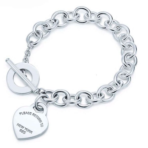 Designer-Armbänder, 100 % 925er Sterlingsilber, originales authentisches klassisches Schlüssel-Herz-Armband, Geschenk, exquisites Hochzeits-Damen-Armband, Schmuck, perfektes Geschenk