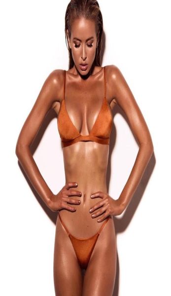 Damen Sexy Triangle Beach Badebekleidung Anzug Vintage Bikini Set für Frauen Europäischer und amerikanischer Bikini-Badeanzug in reiner Farbe6417999