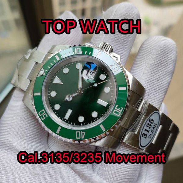 Mens Watch Designer Relógios de Alta Qualidade Top Clean Factory Relógio Automático Mecânico Relógios de Luxo Sub Super Cal.3135/3235 Movimento Cerâmico Quadro Luminoso Relógio