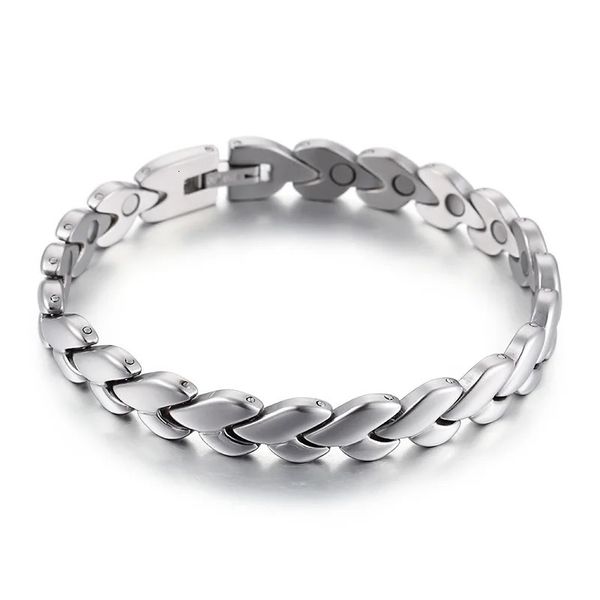 Moda feminina silvertree geomertic pulseiras de aço zircônia saúde ímãs energia pulseiras jóias 240301