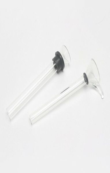 Glas-Downstem-Rohre, 12 mm männlicher Stiel, diffuser Schiebetrichter-Stil mit schwarzem Gummi-Adapterrohr zum Rauchen von Wasserpfeifen-Bongs3717977