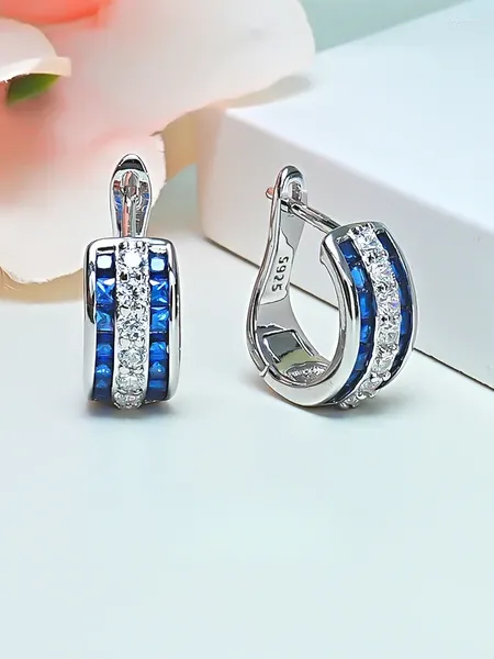 Orecchini a bottone Alla moda e di lusso in stile Instagram in argento puro 925 con gioielli colorati con diamanti ad alto contenuto di carbonio