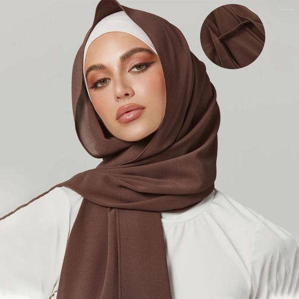 Ethnische Kleidung Frauen Muslim Instant Chiffon Hijab Malaysischer Schal Pinless Plain Kopftuch Islam Verstellbarer Kopfwickel Solid Ready To Wear