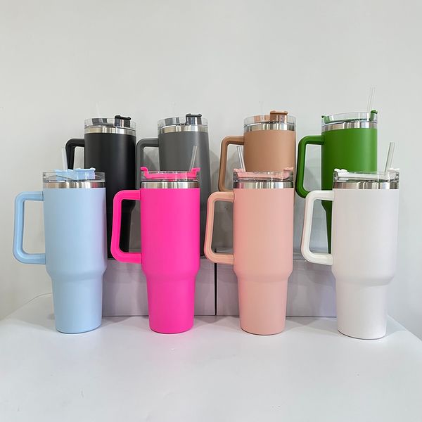 Laser personalizado 40oz Múltiplas cores em pó de viagem Canecas de café BPA BPA Doubado com paredes de aço inoxidável de aço inoxidável com tampa e palha