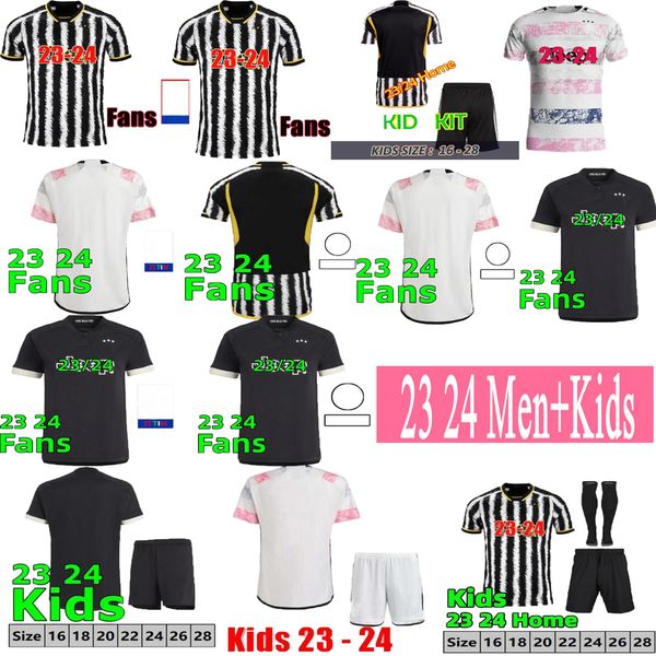 tifosi versione uomo maglie da calcio 23 24 casa lontano MILIK DI MARIA VLAHOVIC KEAN POGBA CHIESA McKENNIE LOCATELLI maglia da calcio 2023 2024 Kit uomo e bambino unifor JUvEntUs