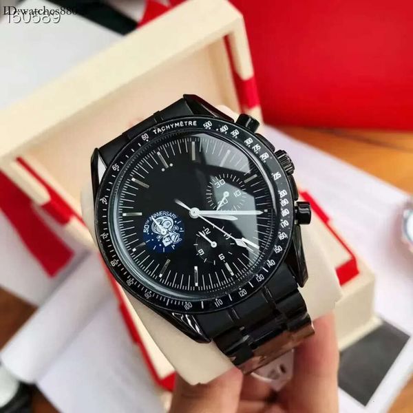 Omg01 Three Es Mes Me Watches Six Eedles Full Fuctio All Dial Work Sapphire Multifuctio Chronograph Quartz Watch Brad Clock Stainless Steel Strap