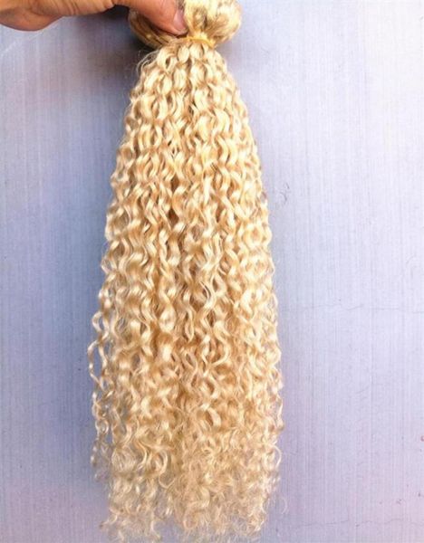 nuovo arrivo clip in estensioni dei capelli umani vergini brasiliani remy trama di capelli ricci colore biondo 9 pezzi con 18 clip347u7216603