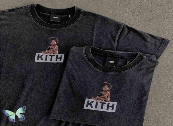 Fotos reais kith t camisa bebê impressão kith caixa tshirt masculino feminino superior qualtiy vintage do velho k787268654