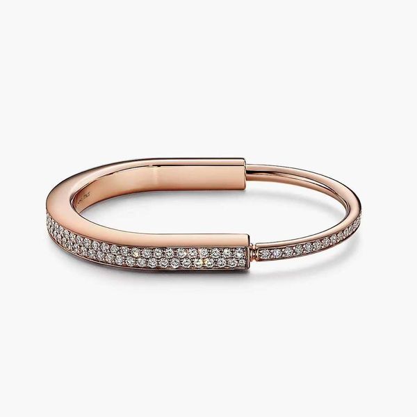 Marca original tff 925 todo o corpo prata esterlina nova pulseira com rosto liso cheio de diamante estilo moda cabeça de bloqueio