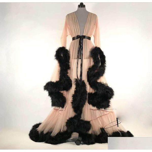 Wraps Jackets Deluxe Mulheres Robe Fur Bathrobe Pijamas Nupcial Vestido Festa Presentes Dama de Honra Drop Delivery Eventos de Casamento Ac Dhwxw