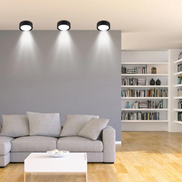 Luzes de teto 3/5/7/12W Lâmpadas LED Mini lâmpada redonda de fundo 220V Punch Free 3 cores escurecimento superfície montada para casa corredor cozinha