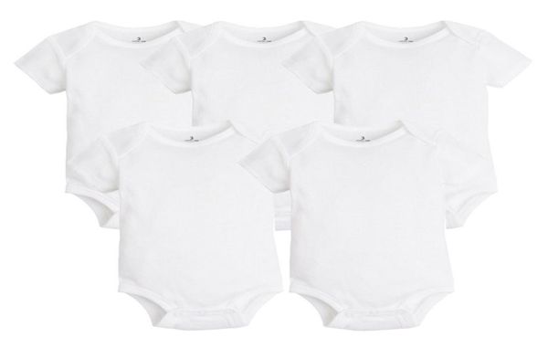 5 PCSLOT nato Abbigliamento per neonati Corpo estivo Body per neonati 100 Tute per bambini bianche in cotone Vestiti per bambina 024M 2203016953995