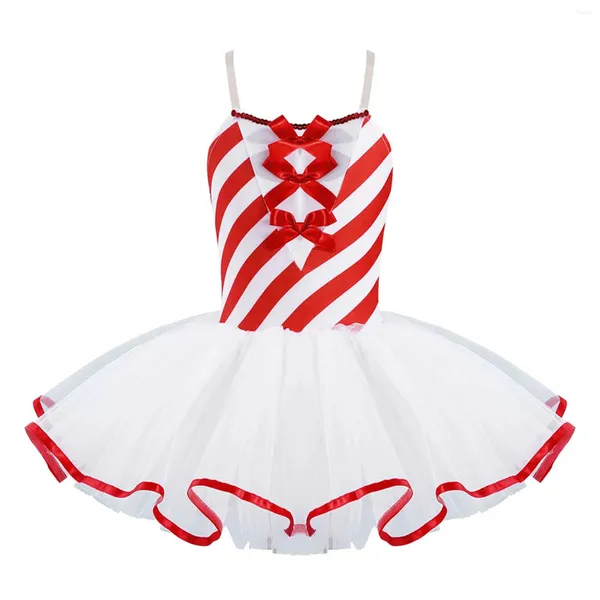 Mädchen Kleider Kinder Mädchen Zuckerstange Frau Weihnachtsmann Kostüm Weihnachten Tanz Figur Eislaufen Tutu Kleid Ballett Trikot Leistung