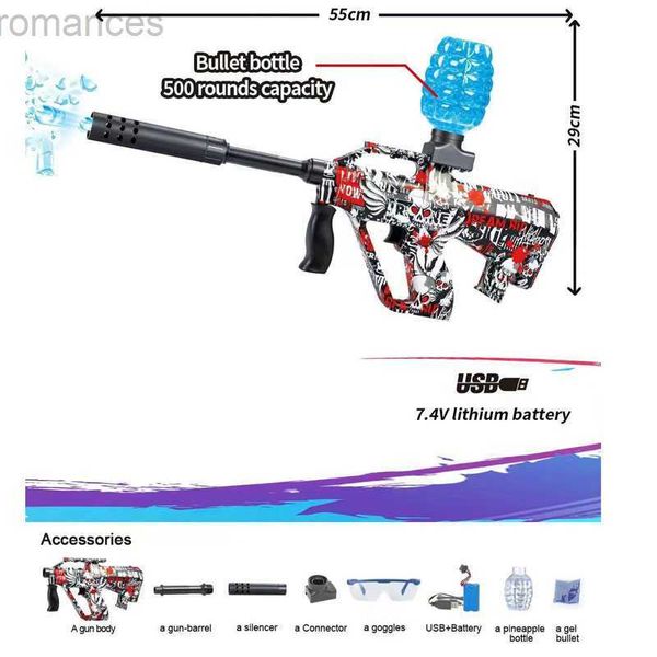 Brinquedos arma nova agosto água gel bola arma elétrica hidrogel brinquedo rifle arma de ar macio pistola para adultos crianças meninos presentes aniversário 240306