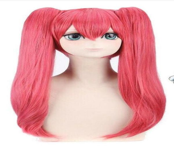 Parrucca cosplay Mushibami Erimi rosa scuro 2 clip coda di cavallo capelli ondulati9839542