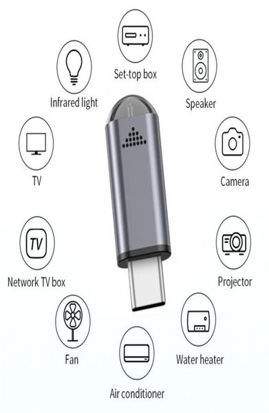 Micro USB Typec Arayüzü Kablosuz Kızılötesi Uzaktan Kumanda Adaptörü Akıllı Uygulama Kontrolü Android Telefon Verici