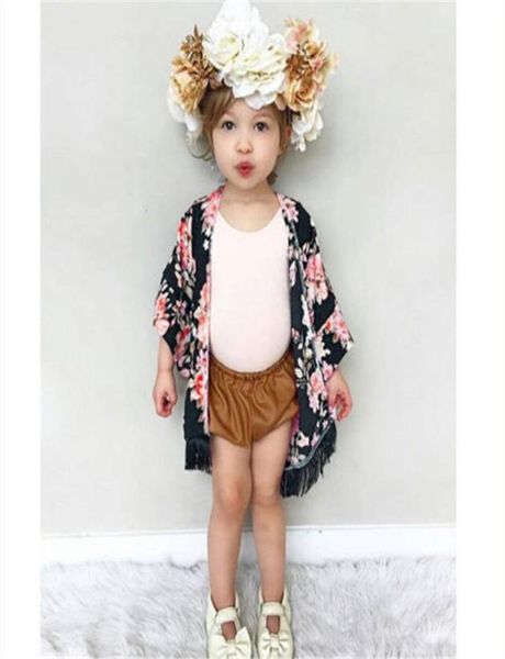 Neue Blumen Kinder Mädchen T-shirt Kurzarm Sommer Strickjacke Chiffon Kleidung Tragen Kind Kinder Kleinkind Mädchen Kimono Outfit8844752