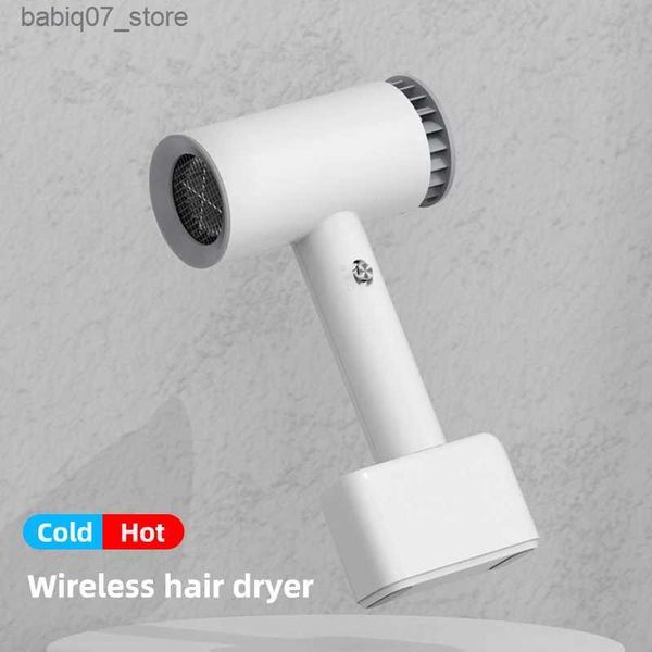 Secadores de cabelo sem fio secador de cabelo recarregável viagem de ar frio portátil sem fio q240306
