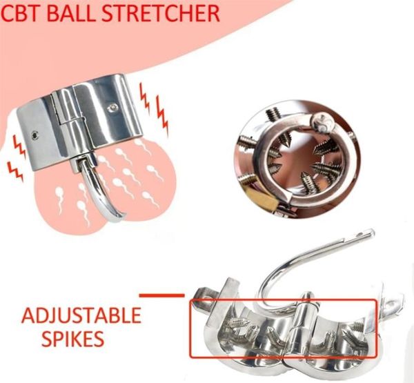 CBT Spike Ball Stretcher Edelstahl Gerät Penis Ring Lock Hodensack Anhänger Verzögerung Ejakulation BDSM Folter Sex Spielzeug 2106243366749