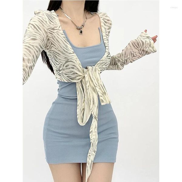 Gilet da donna Estate Spicy Girl Zebra Stripe Strap Camicia per protezione solare Stile europeo e americano Cappotto corto sottile sottile sexy cardigan sottile