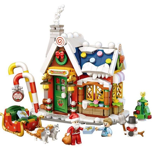 Blocos mini blocos arquitetura feliz natal casa papai noel boneco de neve árvore veados tijolos de construção brinquedo para crianças presente entrega gota para dhuen