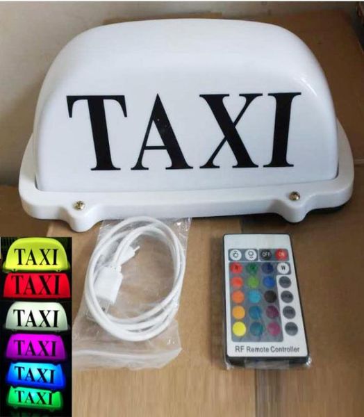 TAXI Sign Car Driver Cab Roof Top Light Cambio colore remoto Batteria ricaricabile5037876