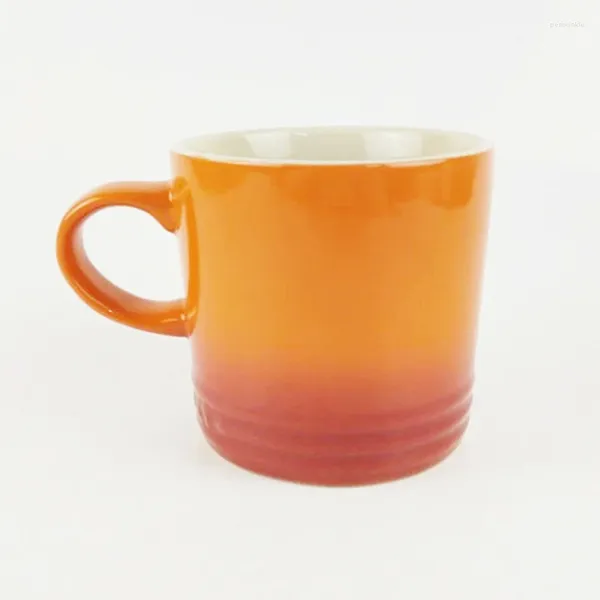 Canecas Xícaras de cerâmica simples para escritório de esmalte amarelo laranja e xícaras de café astrológicas em casa