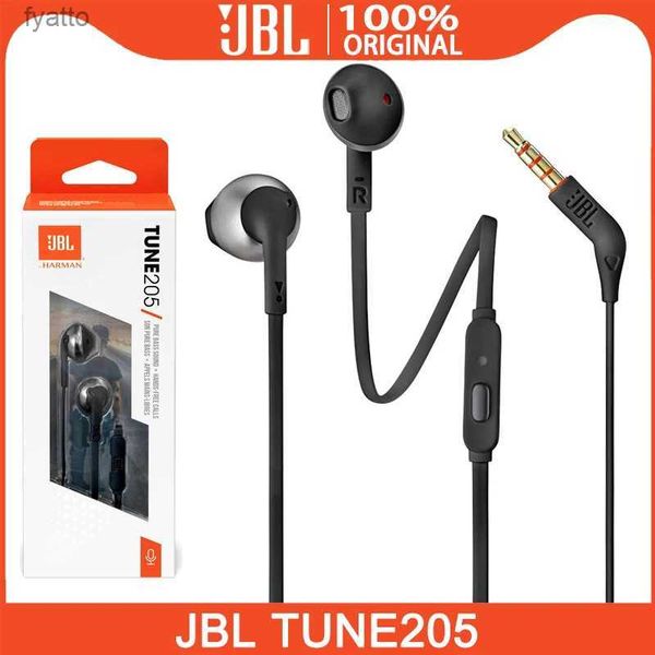 Cuffie Auricolari Utensili manuali T205 Cuffie intrauricolari Pure Bass Metal Auricolari musicali stereo cablati da 3,5 mm con telecomando a un pulsante/sintonizzazione microfono 205 auricolari H240306