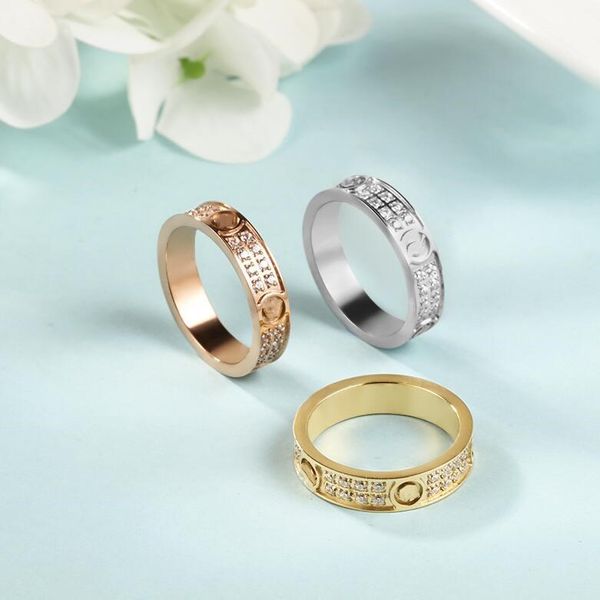Luxo fino anel de unhas de alta qualidade Designer Anel de moda anel de diamante para mulher homem Galvanoplastia 18k Clássico Premium Rose Gold com saco