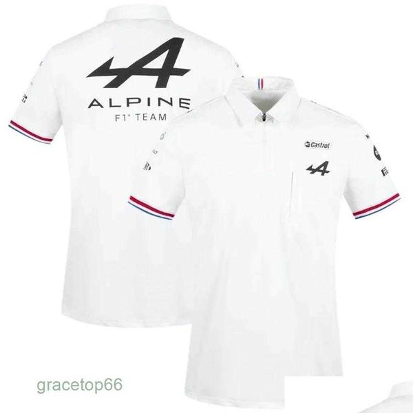 Erkek Polos Motosiklet Giyim Motorsport Alpine F1 Takım Arasing Tshirt Beyaz Siyah Nefes Alma Takım Hattı Kısa Kollu Gömlek Araba Fan Giyim Damla Özelleştirilebilir W1pt