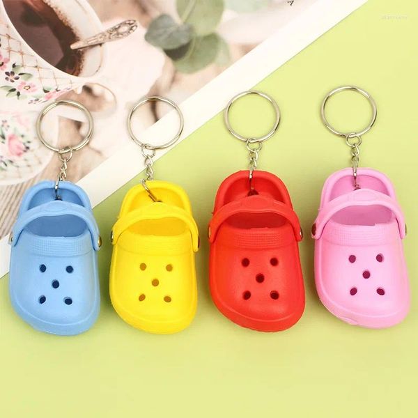 Chaveiros 3D Mini Sapato Pingente Chaveiro Sandália Chinelo EVA Linda Praia Pequeno Croc Sapatos Buraco Pet Mochila Saco Brinquedo Boneca