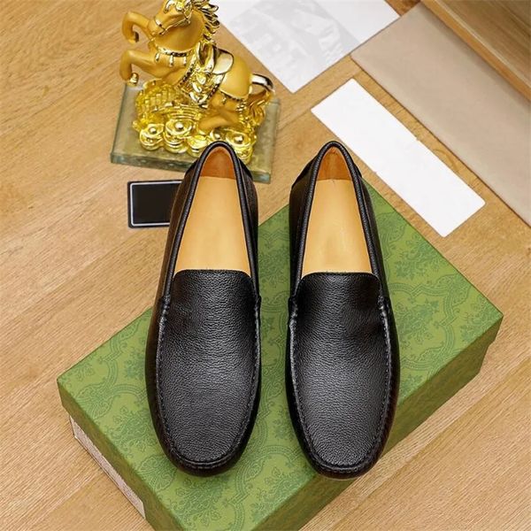 scarpe da uomo in pelle scarpe piatte con punta tonda a cuffia leggere e comode senza lacci slip-on abito formale casual banchetto da lavoro