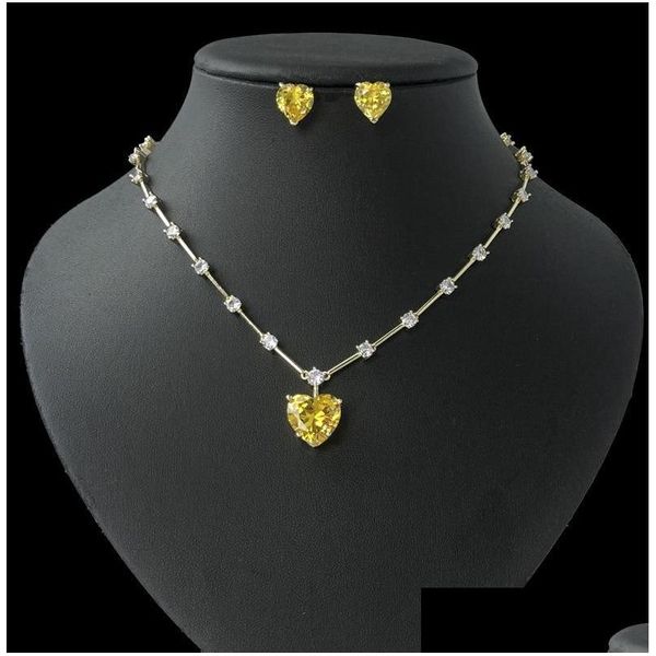 Orecchini Collana Godki Brasiliano Trendy Heart Cz Set di gioielli per le donne Matrimonio Zircone Africano Dubai Festa di ballo nuziale Drop Delive Dhlyq