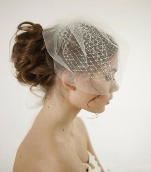 Eleganter weißer Gesichtsschleier für Hochzeit, Party, Abend, kurz, modisch, Haarschmuck, günstig, einfach, Elavorate Netting, Brautrouge, Vei3196826