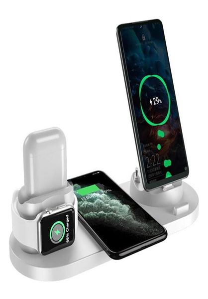 Caricabatterie wireless multifunzione 6 in 1 per iPhone Orologio Supporto per auricolare Cellulare Ricarica rapida wirelessa17248n3358451