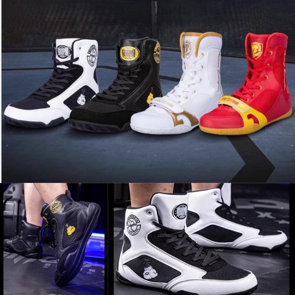 Sapatos de luta profissional sapatos de boxe esfregando zoológico respiração tênis de combate treinamento luta laarzen gai