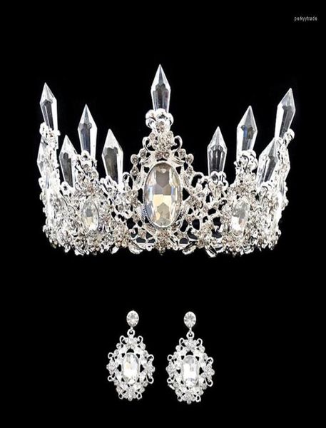 Copricapo Moda europea e americana Sposa fatta a mano Diamante Cristallo Colonna Corona Tiara Accessori per capelli da sposa6286472