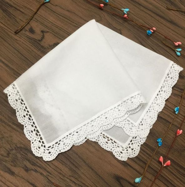 12 ev tekstil seti bayan mendil beyaz pamuk dantel düğün gelin hankies hanky 12x12inch3063860