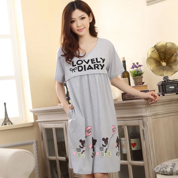 Vestidos 912 # verão fino maternidade enfermagem noite vestido lacation mãe amamentação nightwear amamentação homewear lounge camisola