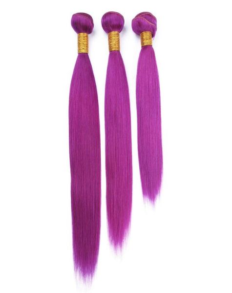 Capelli umani viola malesi tesse estensioni estensioni seriche viola colorate capelli umani remy vergini offerte 3 pezzi / lotto doppio W3041410