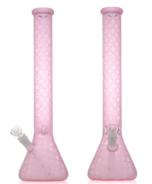 Vintage PREMIUM PURE Glass Bong Water Hookah ROXO ROSA FROST Jateado 14 polegadas 18 polegadas de altura Fábrica de vidro original feita pode colocar o logotipo do cliente por DHL UPS CNE