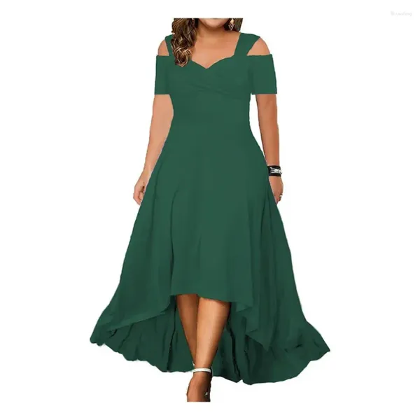 Abiti casual Abito da donna Flowy Lungo Elegante Plus Size Estate con spalle scoperte con scollo a V svasato Vestibilità slim per feste speciali