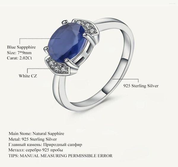 Clusterringe GEM39S BALLETT 202 Karat Klassisch Natürlicher Blauer Saphir Für Frauen Echt 925 Sterling Silber Oval Ring Wift Jubiläum 4048294