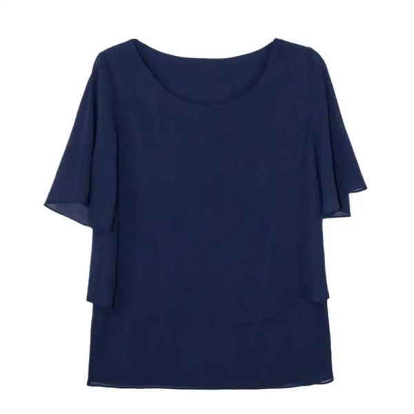 Bluse Neue Mode Frauen Chiffon Blusenshirts büro dame Solide Bluse schwarz marineblau elegante tops 10 farbe