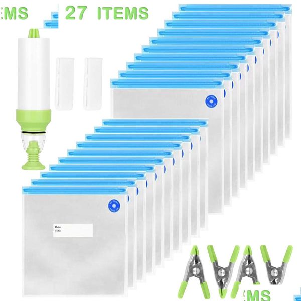 Alimentos Savers Recipientes de Armazenamento Recipiente Vide Sacos Armazenamento Reutilizável Zing Food Vacuum Seal com Bomba de Mão Drop Delivery Home Garden K Dhji7