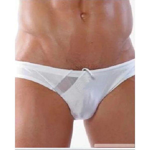 Roupa de banho venda quente top moda masculina sexy branco cintura baixa cuecas maiô biquíni speeddry troncos
