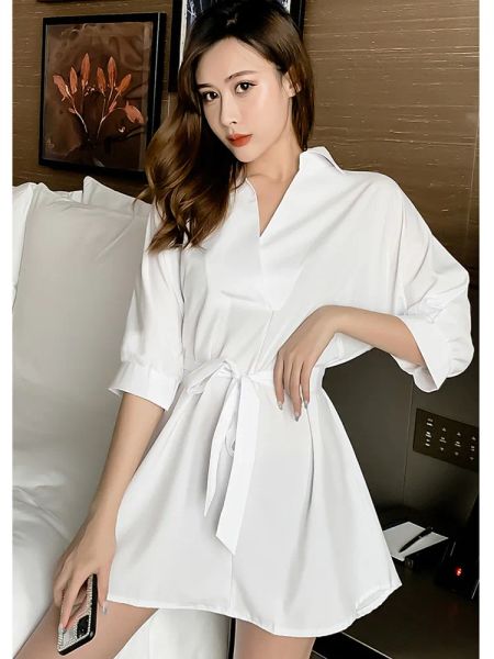 Blouse Fashion Long Lake Rush Women White Blouse Conses Tunic Slim Fit Style Home Sexy Ridts Юбка с половиной рукава.